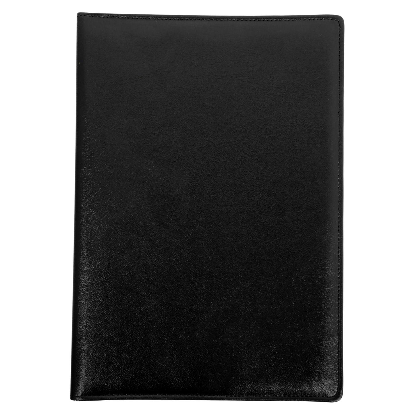 Zip-Up A4 Document Folder (Black -  Smooth Leather)
