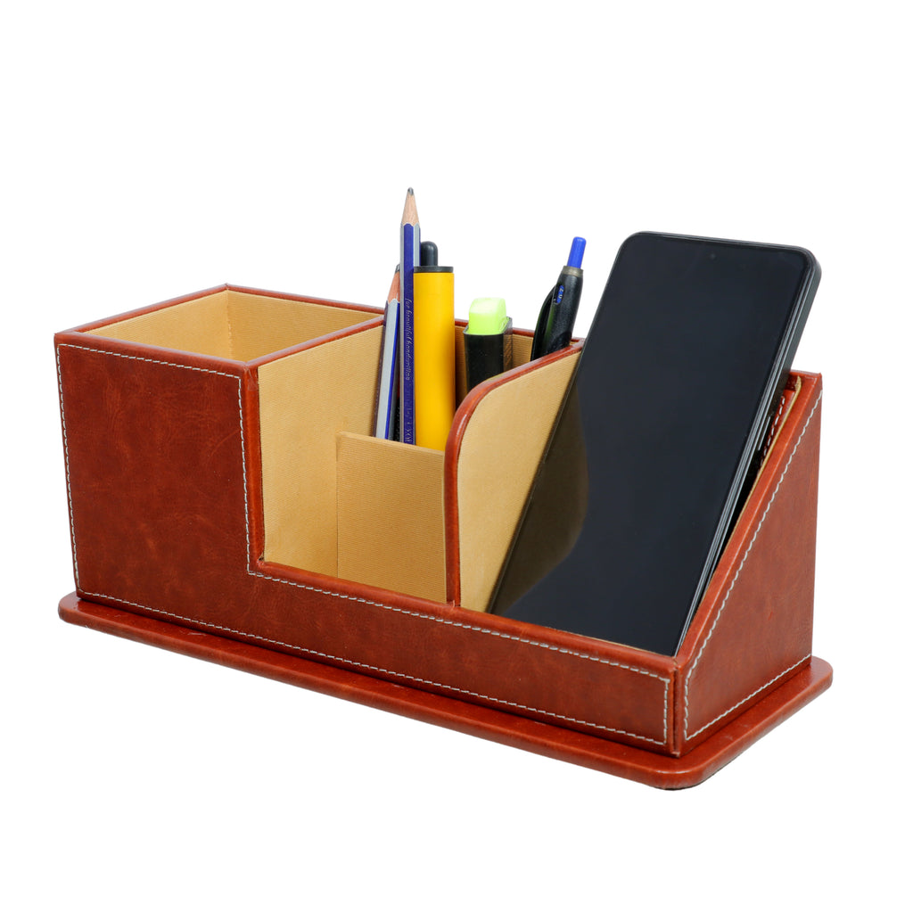 Multipurpose Pen Stand | Phone Stand (Leather Look)