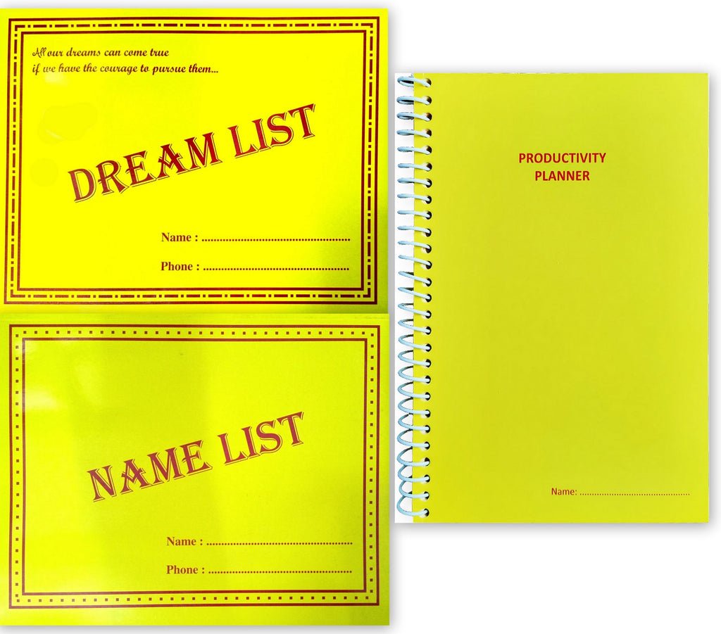 Name List, Dream List , Yellow Diary Combo