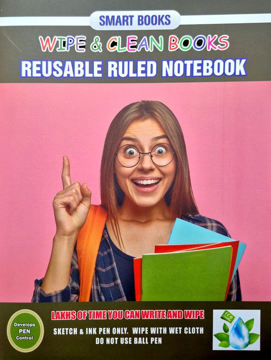 SMART BOOKS : Wipe & Clean Reusable Ruled Notebook