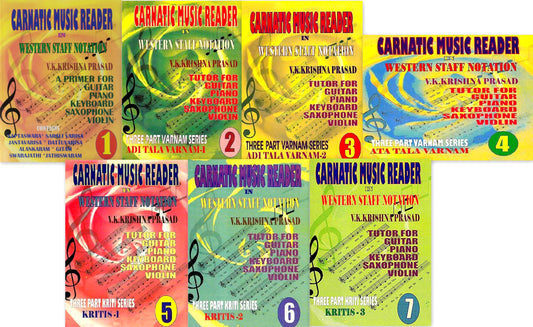 Carnatic Music Reader in Western Staff Notation (7 Volumes Set) [English]