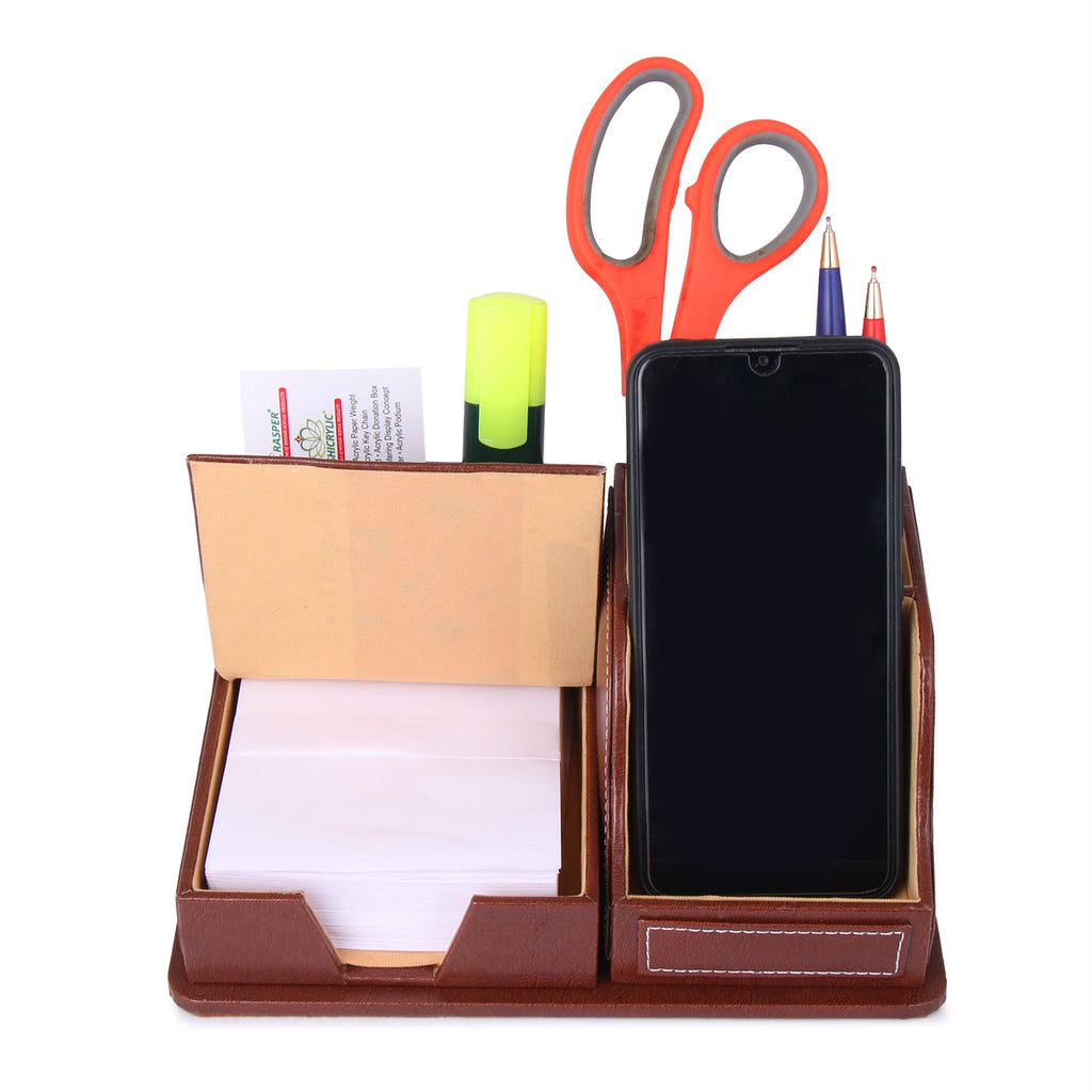 Multipurpose Desk Organizer With Memo Pad Holder & Mobile Stand For Office Desk